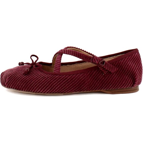 Circus NY by Sam Edelman Women's Spiced Plum Leather Cross Strap Ballet Flat - Picture 2 of 8